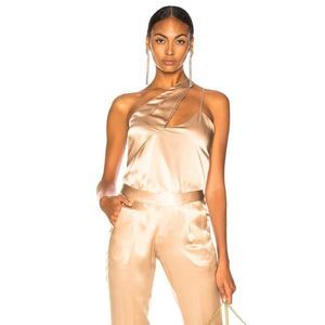 Michelle Mason One Shoulder Silk Cutout Top